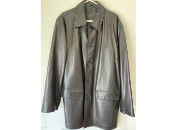 Roundtree And York Men's Black Leather Coat Size LT