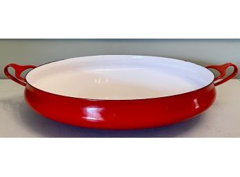 Dansk Kobenstyle Chili Red Enamel Paella 17' Handled Bowl