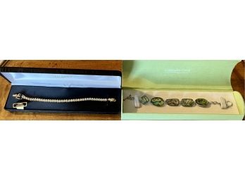 Coldwater Creek Abalone Sterling Silver Bracelet W  Box - 14K Gold Over Sterling Silver CZ Tennis Bracelet