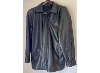 Marc Andrew Men's Black Leather Coat Size Large