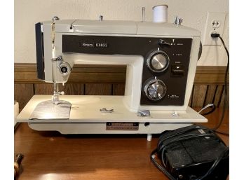 Sears Kenmoore Model 158 Sewing Machine Works With Accessories, Button Holer, Instruction Booklet