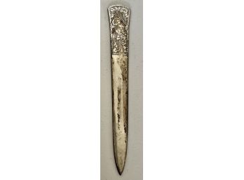 Antique 800 Silver Italy Etched Letter Opener