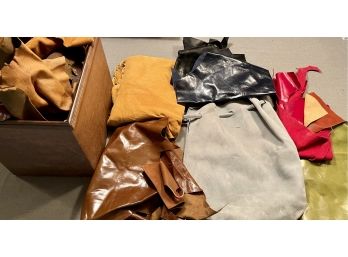 Large Lot Of Leather And Hyde Remnants Assorted Colors And Sizes