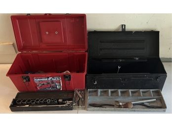 Stack-on 19 Inch Plastic Toolbox And Vintage Metal Toolbox With Contents