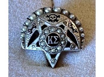 Kappa Sigma Platinum And Seed Pearl Fraternity Pin Greek Society  - Weighs 3.3 Grams