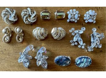 Collection Of Designer Clip On Earrings - Weiss, Gay Boyer, Vogue, Gold Tone, Rhinestones, And More