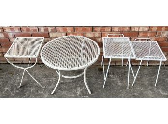 (4) Outdoor Patio Side Tables - Rectangular And Round