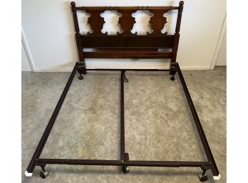 Vintage Federal Style Full Size Headboard With Queen Metal Frame (as Is)