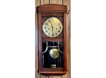 Antique Junghans Germany Mahogany Wall Clock With Original Key Works