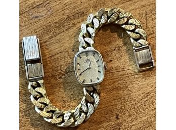 Vintage Ladies Bucherer Watch With Gold Tone Chain Link Band (as Is)