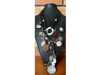 Collection Of Boho Necklaces - Shell, Wood, Rainforest Seed Pod, Carnelian, And More