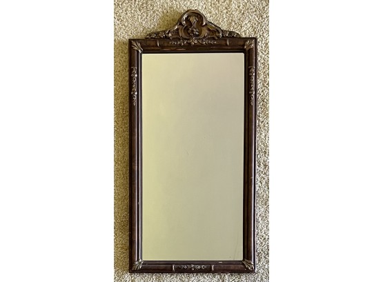 Antique Gold And Bronze Tone 14.5 X 29.5 Inch Wood Frame Mirror With Decorative Trim