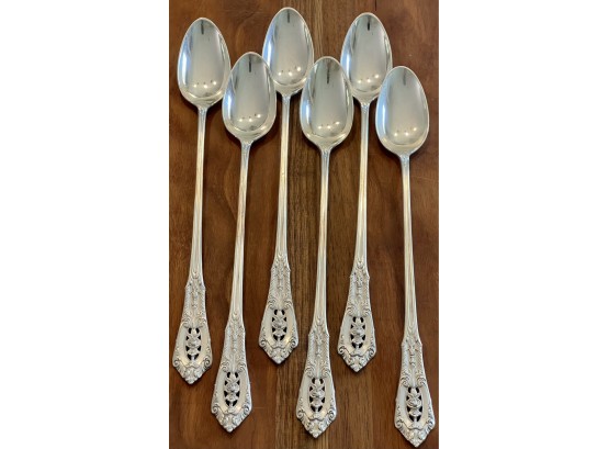 (6) Sterling Silver Wallace Rose Point Long Teaspoons Total Weight 162 Grams