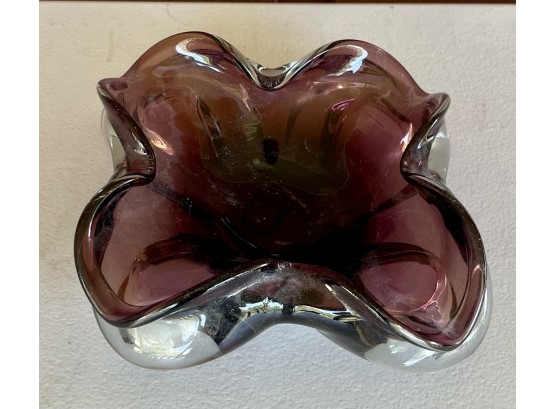 Vintage Murano Purple Art Glass Bowl