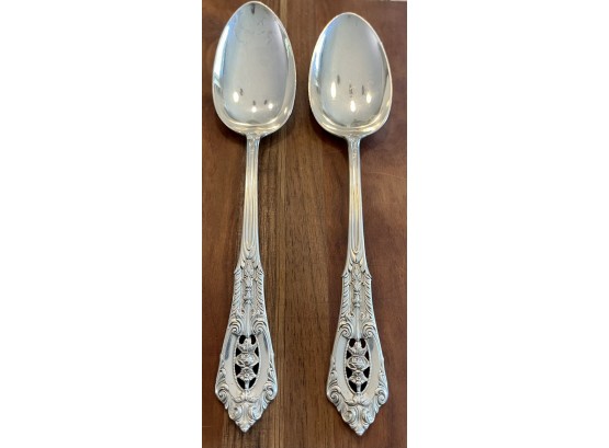 2 Sterling Silver Wallace Rose Point Serving Spoons Total Weight  126 Grams