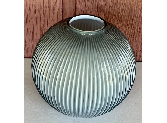 Balos Mouth Blown Modern Ribbed Art Glass Vase