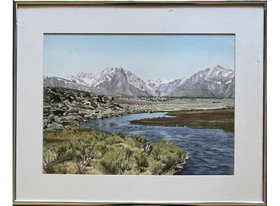 Frank Glendinning ' Hot Creek ' Water Color Painting In Frame