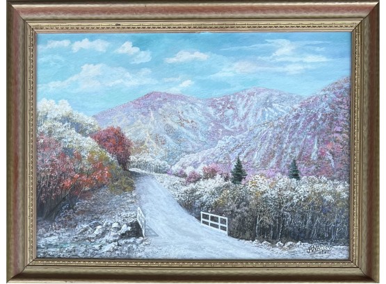 1950 J. Warren Autumn Mountain Landscape In Frame