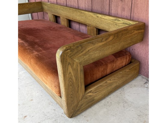 Mid Century Modern Bold Solid Oak Howard MFG Co. Single Cushion Couch