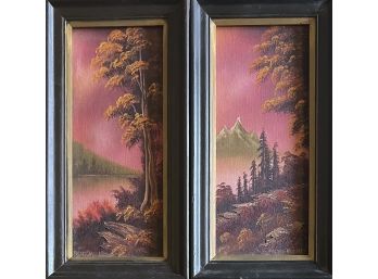 (2) Vintage Original Foster Handford Autumn Oil Paintings In Frame