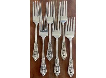 (6) Sterling Silver Wallace Rose Point Salad Forks Total Weight 210 Grams