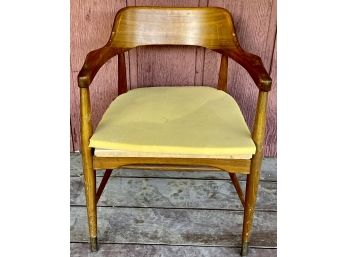 Mid Century Modern Teak Side Chair With Coil Seat And Brass Peg Legs(as Is)