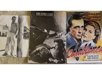(3) Vintage Posters - (2) James Dean, Natalie Wood, And Casa Blanca