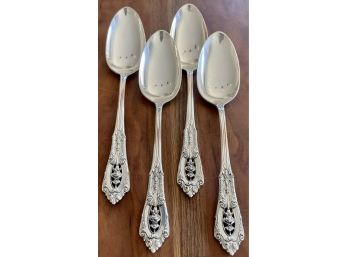 (4) Sterling Silver Wallace Rose Point Serving Spoons - Total Weight 186 Grams