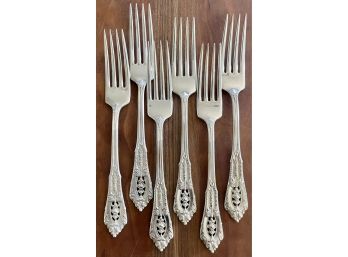 (6) Sterling Silver Wallace Rose Point Dinner Forks - Total Weight 280 Grams