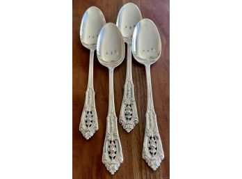 (4) Sterling Silver Wallace Rose Point Teaspoons - Total Weight 104 Grams