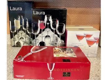 Collection Of Wine And Martini Glasses - Laura Fine Crystal, Smith & Doyle, And Gottinngen Crystal