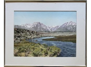Frank Glendinning ' Hot Creek ' Water Color Painting In Frame