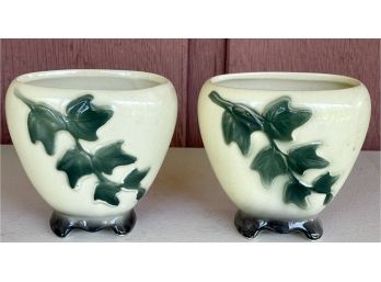 (2) Royal Copely Small Leaf Pottery Planters