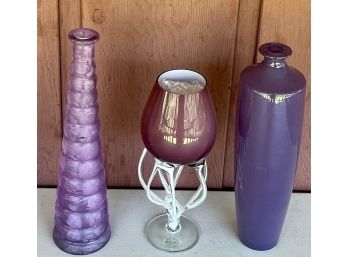 Made In Spain Art Glass Bottle, Makora Portugal Candle Holder, And More