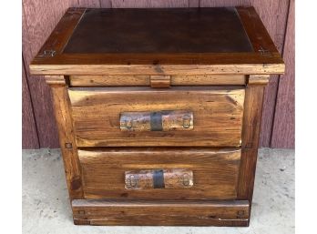 Rustic Solid Pine Link-taylor RawHide 2-drawer Night Stand