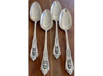 (4) Sterling Silver Wallace Rose Point Serving Spoons - Total Weight 184 Grams