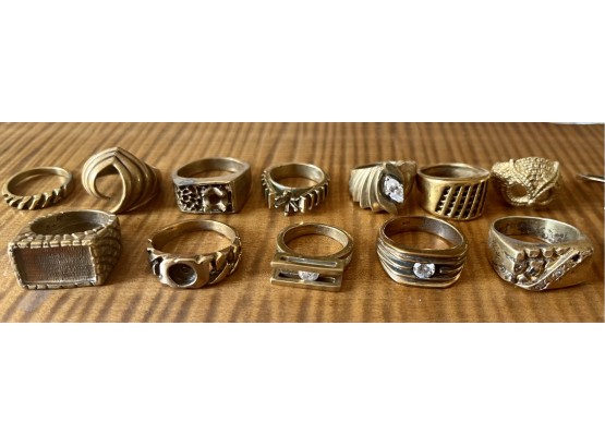 Vintage Collection Of Brass Cast Rings Some With Stones Sizes 4 To 9 (1 Of 6)