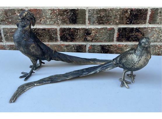 Pair Of PNCW Made In USA 14' Metal Pheasant And Chicken
