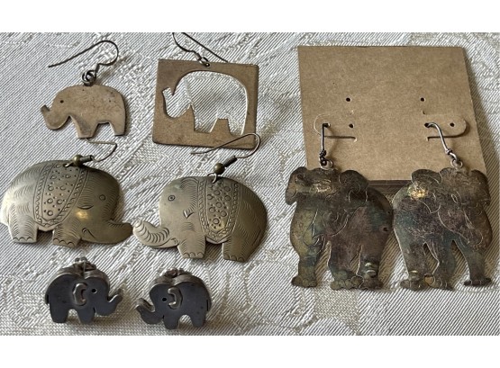 (4) Pairs Of Vintage Sterling Silver Elephant Earrings Post And Wire - 22.4 Grams Total