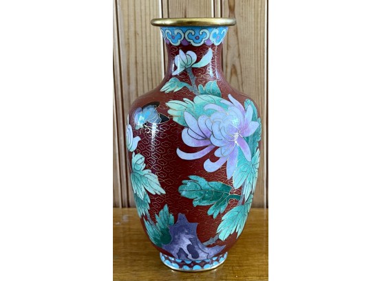 Jingfa Cloisonne Small Floral Enamel And Metal Vase