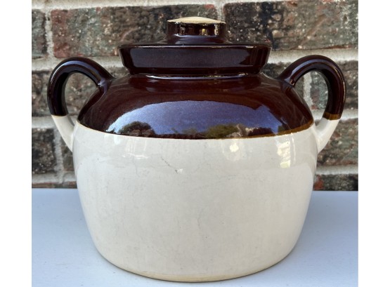 Vintage USA Stoneware Lidded Bean Pot