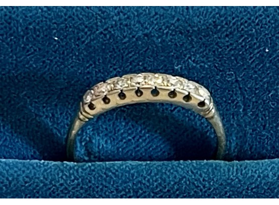 Platinum & 14K Gold Diamond Band Ring Size 6.25 - Diamonds .18ct - Total Wt - 1.89 Grms - GIA Appraisal 950.00