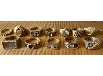 Vintage Collection Of Brass Cast Rings Some With Stones Sizes 4 To 9 (1 Of 6)