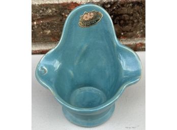 Vintage Rosemeade Pottery Blue Candle Holder With Original Sticker Signed