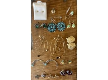 Lot Of Vintage Earrings - Some Sterling Silver, Faux Turquoise, Enamel, Rhinestone, And More