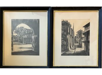 (2) M. Kibben Pencil Prints In Frame
