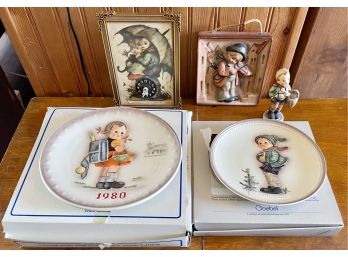 Vintage Goebel Hummel Figurines, Plates, Plaque, And Clock