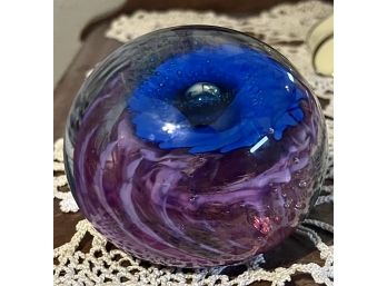 Signed Art Glass Floral Paper Weight - Judy L. Atkinson 1997 RMAG