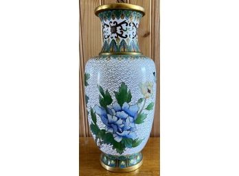Vintage 8.5' Cloisonne Enamel And Brass Vase