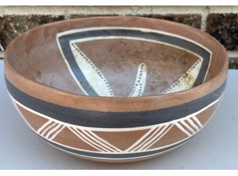 Hand Made Signed J. W.  Southwestern Pottery Dragonfly Glazed Bowl